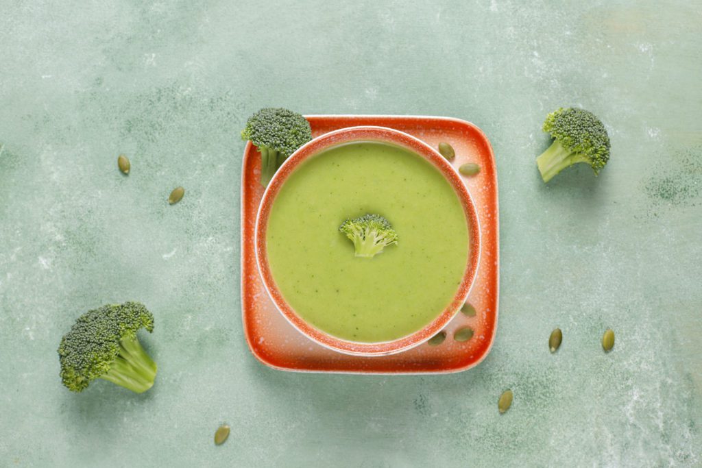 Delicious green homemade broccoli cream soup.